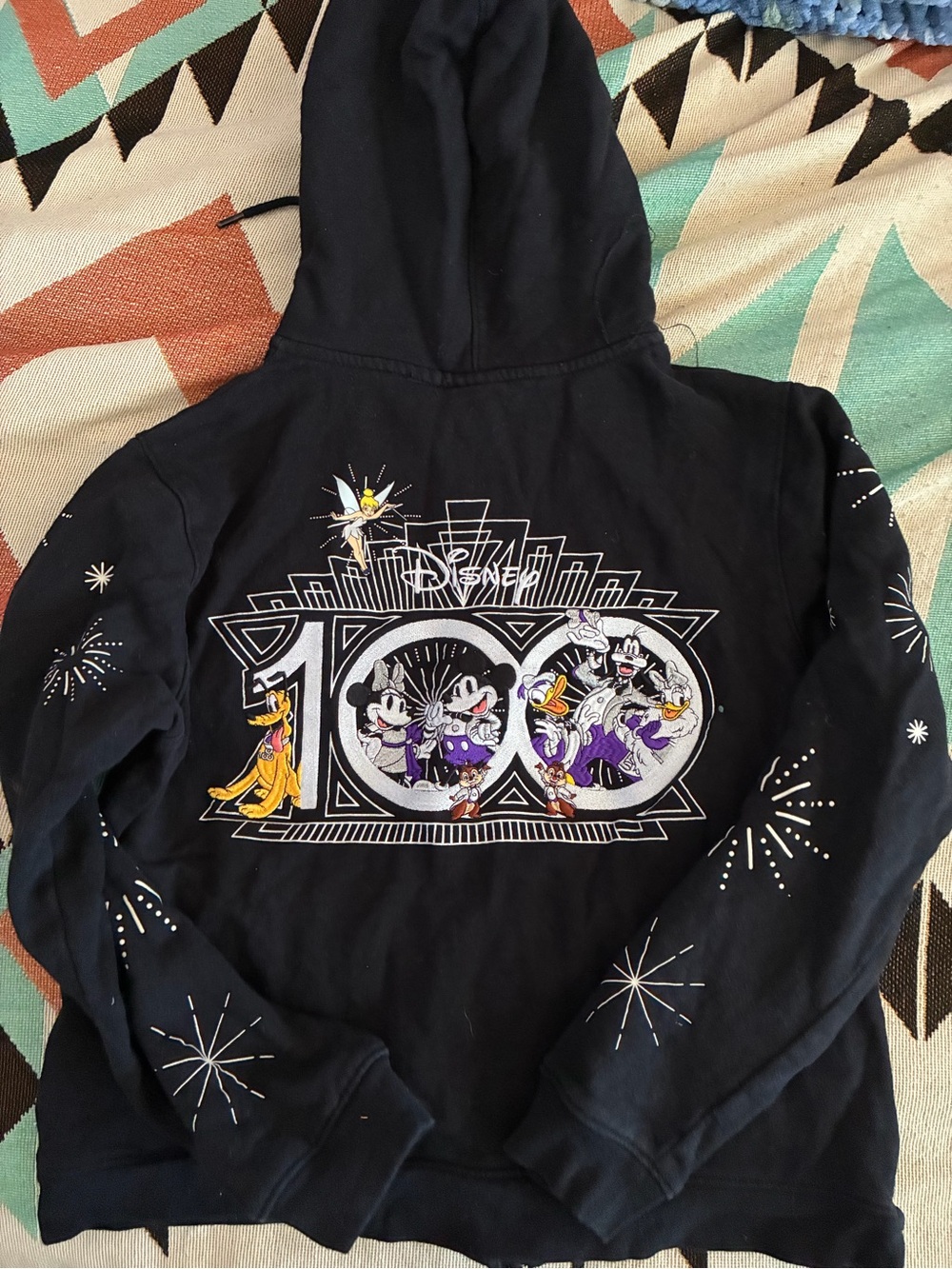 Disney 100 Black Zip Up Hoodie Size Large, ladies jacket Disneyland anniversary